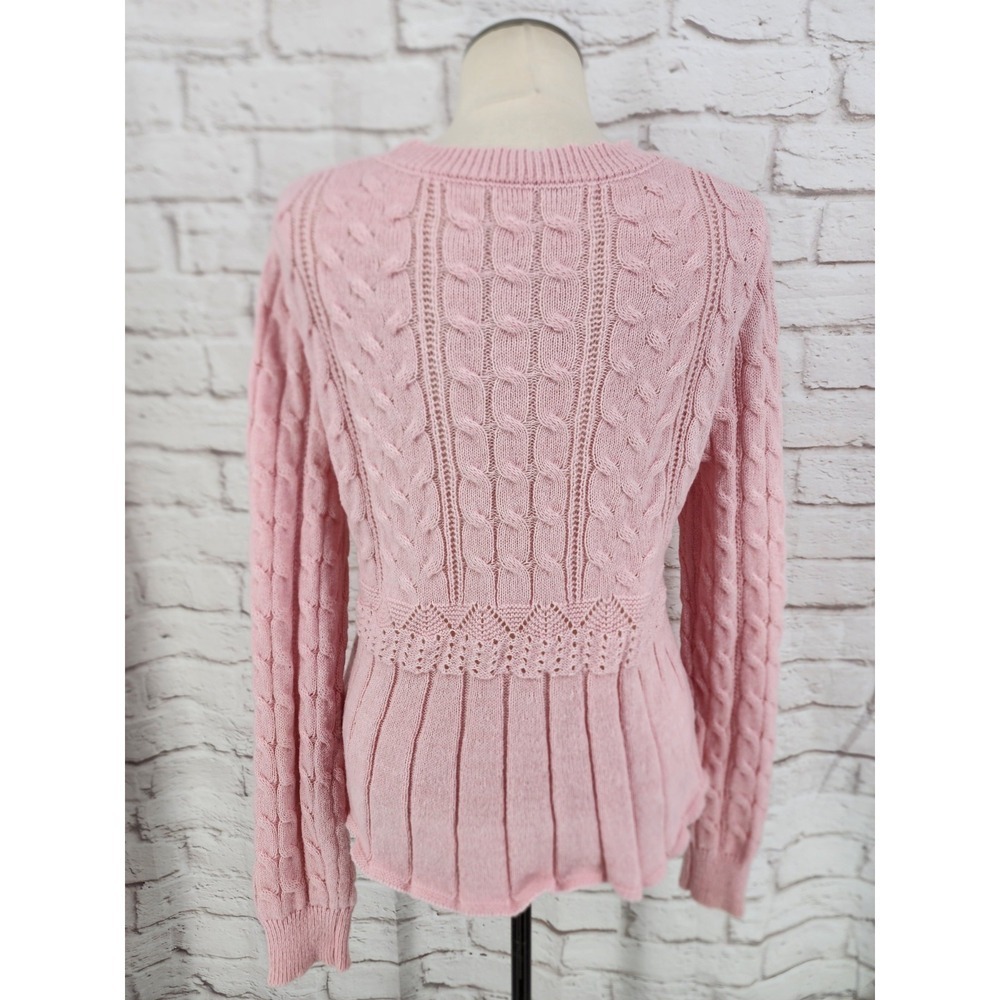 Coquette Pink Knit Sweater Women Large Kawaii Dainty Feminine Romantic Ballet - Picture 3 of 7